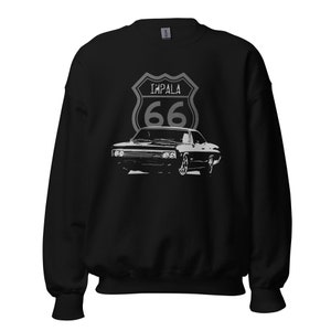 1966 Chevy Impala Sweatshirt, American Classic Car Vintage Style, Unisex Warm Cozy Fleece Pullover, Retro Automotive Apparel
