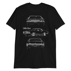 1972年式 シボレー モンテカルロ クラシックカー アウトライン 半袖Tシャツ