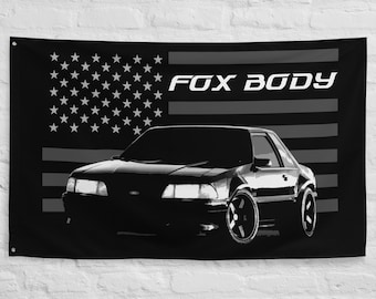 Ford Mustang Flag, Fox Body Custom Car Club Garage Office Man Cave Banner Flag 34.5&quot; x 56&quot; - Gift