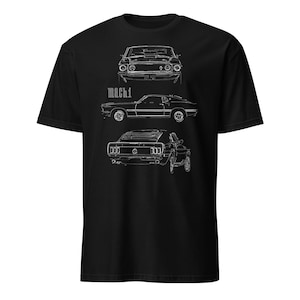 1969 Mustang Mach 1 T-Shirt: Fastback Collector Car Outline Art
