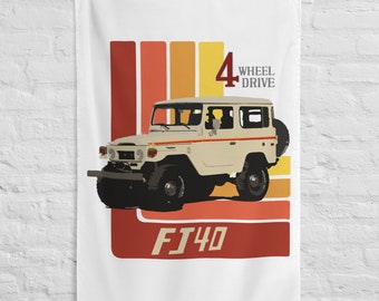 Retro Toyota Land Cruiser FJ40 Garage Office Man Cave Banner Flag 34.5" x 56"  - Gift