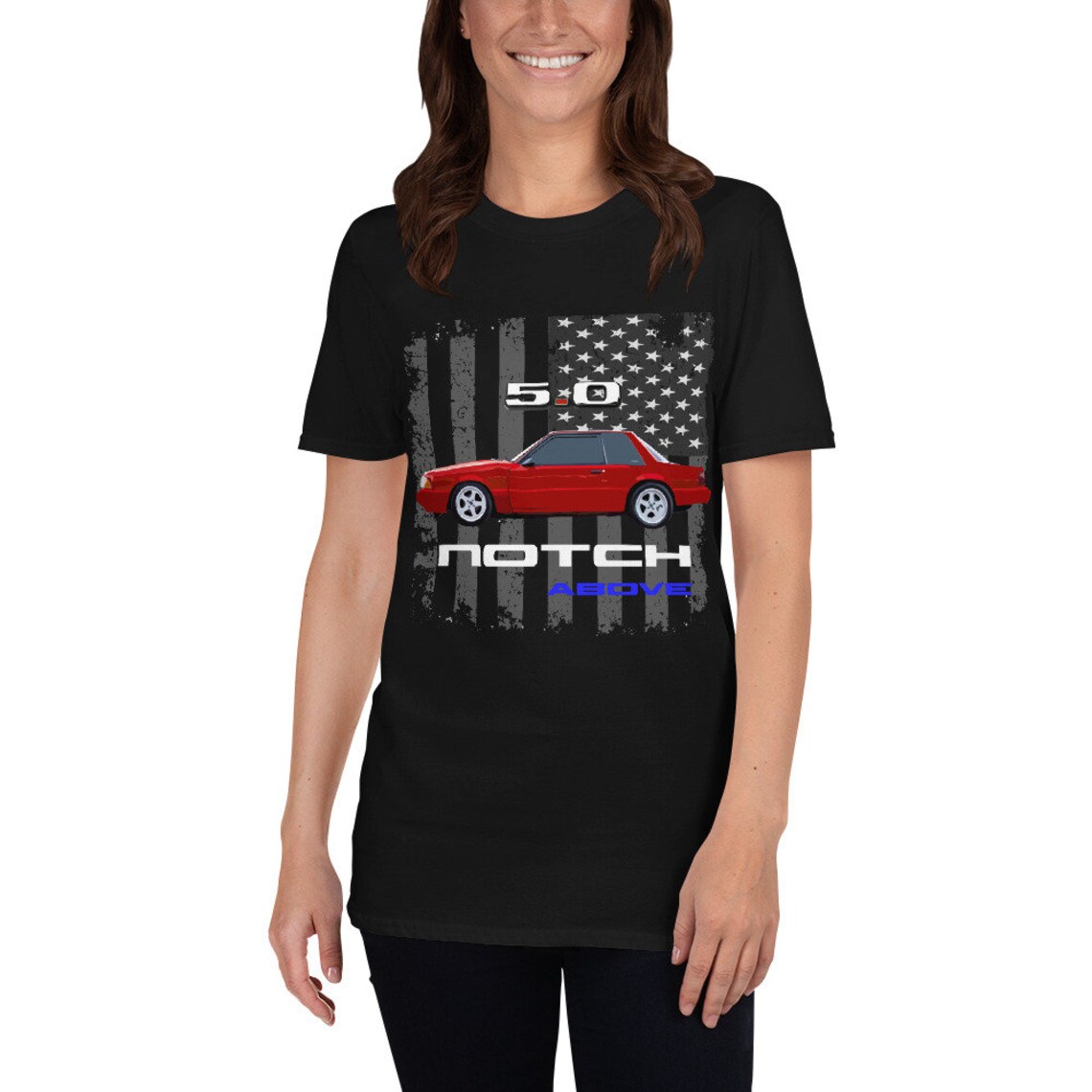 Foxbody Mustang 5.0 Classic Car T-Shirt - Unisex Short Sleeve Tee For Ford Enthusiasts