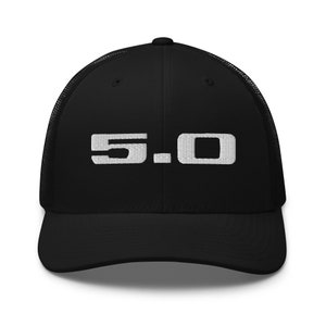 Mustang 5.0 Five Point O Logo Emblem Trucker Cap Snapback Hat