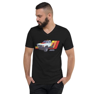 1984 Toyota Hilux Pickup Truck 4WD  Short Sleeve V-Neck T-Shirt