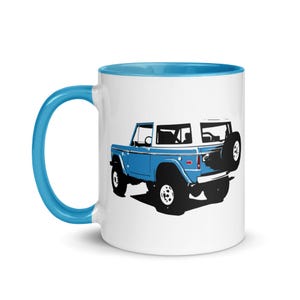 Retro Blue Bronco Mug: Automotive Enthusiast Gift