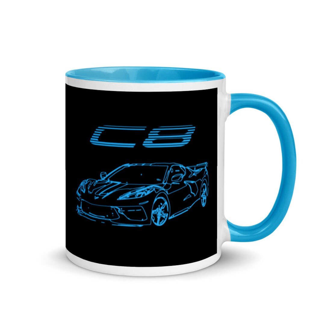 2022 2023 Corvette C8 Blue Outline Art Mug With Color Inside - Etsy