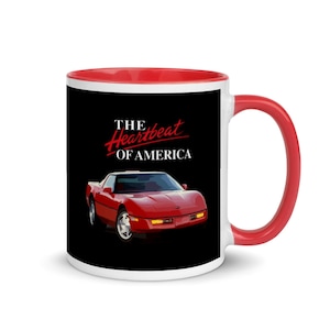 Retro 1990 Chevy Corvette C4 Heartbeat of America Mug with Color Inside