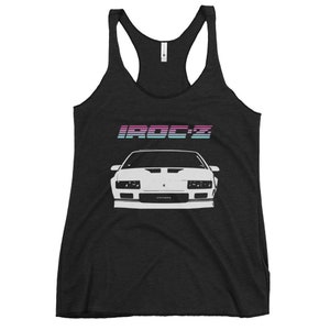 White Chevy Camaro IROC-Z Miami Theme Women&#39;s Racerback Tank