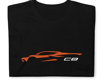 Corvette C8 T-Shirt: Sebring Orange Outline Silhouette