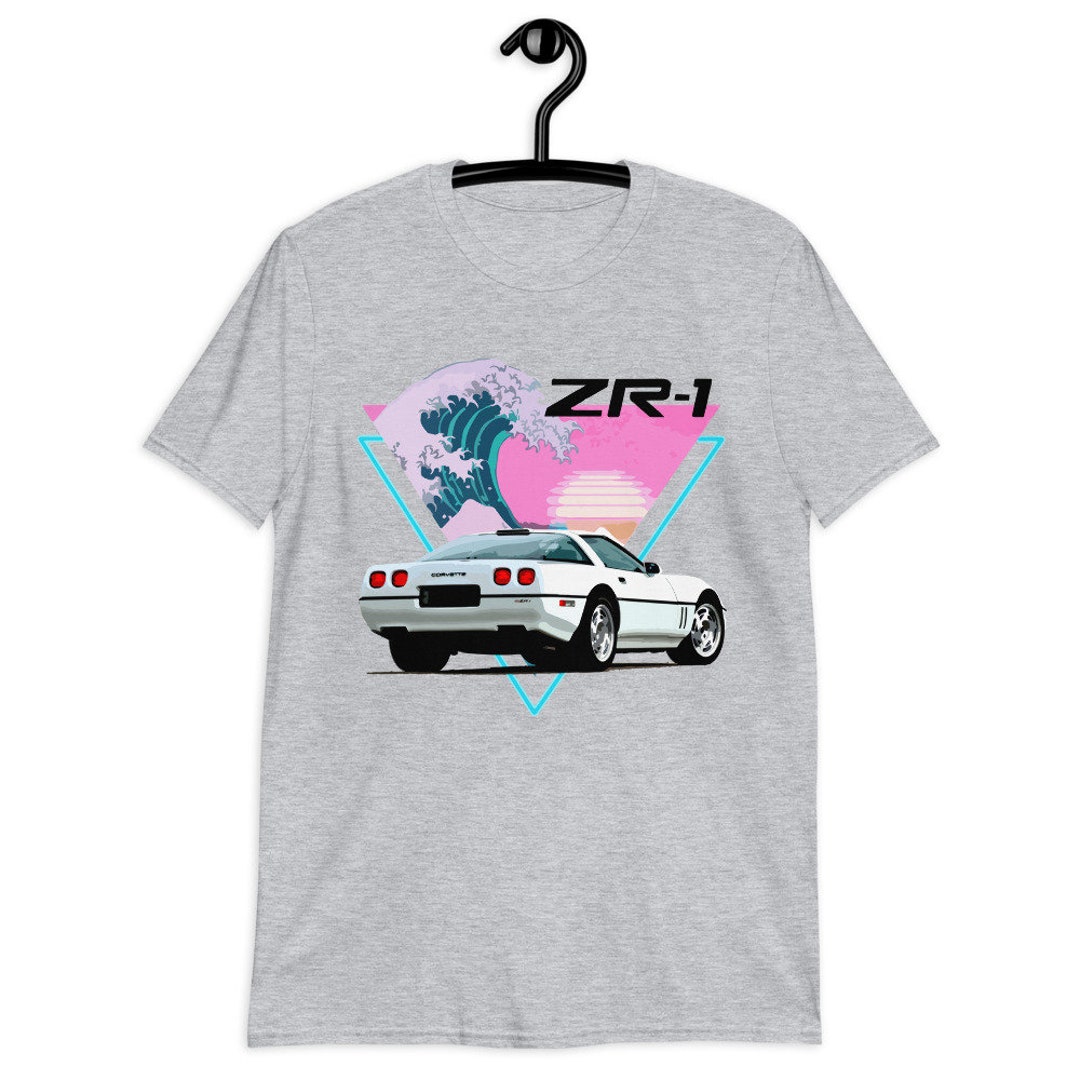 1990 White Corvette C4 ZR1 Vette Vaporwave Aesthetic Wave ZR
