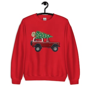 Vintage Ford Bronco Christmas Tree Holiday  Sweatshirt