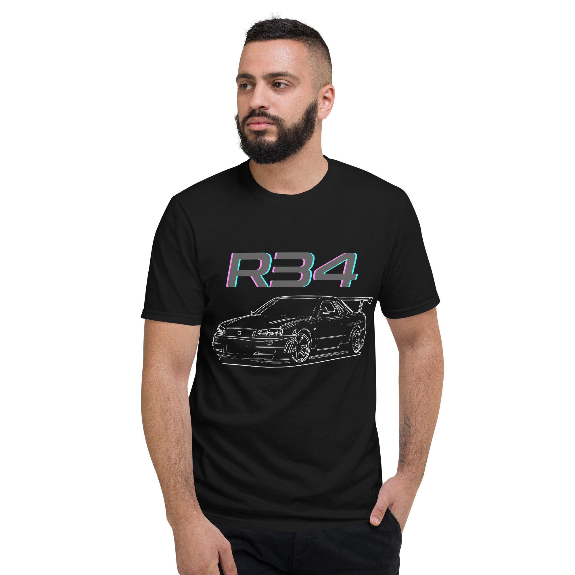 R34 GTR GT-R Skyline JDM Custom Line Art Short-sleeve T-shirt - Etsy