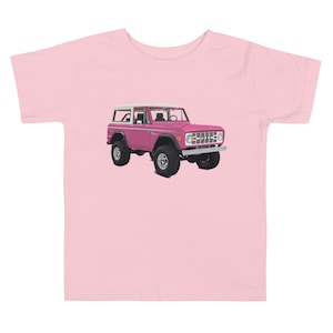 Retro Pink Ford Bronco Truck Toddler Short Sleeve Tee