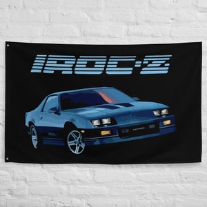Chevy Camaro IROC-Z  Retro 3rd Gen Custom Car Club Garage Office Man Cave Banner Flag 34.5&quot; x 56&quot;  - Gift