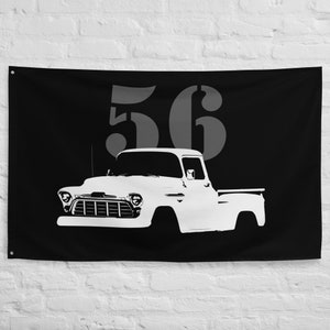 1956 Chevy 3100 Antique Pickup Truck Classic American Automotive Nostalgia Garage Office Man Cave Banner Flag 34.5&quot; x 56&quot;  - Gift