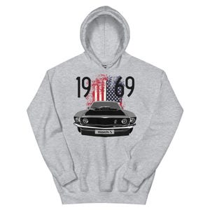 1969 Mustang Hoodie, Ford Mach 1 Mustang Apparel, Vintage Car Gift, Unisex Muscle Car Hoodie