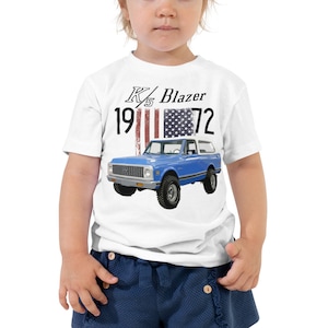 1972 Chevy Blazer K5 Light Blue Vintage Truck Toddler Short Sleeve Tee