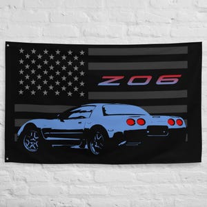 Corvette C5 Z06 American Patriotic Custom Car Club Garage Office Man Cave Banner Flag 34.5&quot; x 56&quot;  - Gift