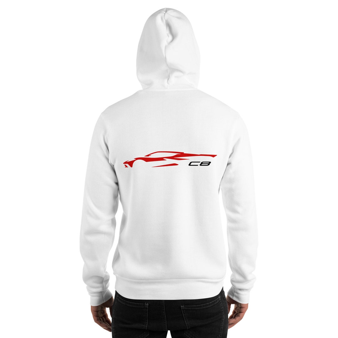 2023 Corvette C8 Outline Hoodie - Mid Engine Sports Car Gift, Unisex Black Medium