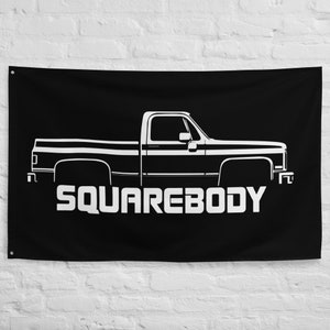 1987 Silverado C10 Chevy Truck Square Body Pickup Garage Office Man Cave Banner Flag 34.5&quot; x 56&quot;