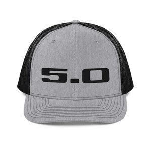 Mustang 5 0 Hat Five Point O Logo Emblem Trucker Cap Embroidered Mesh Back Snapback Hat