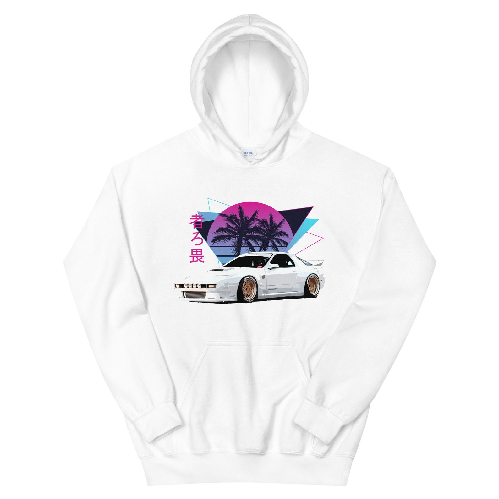JG Infinite Vaporwave Aesthetic RX7 JDM Hoodie - Light Blue, Unisex, Small