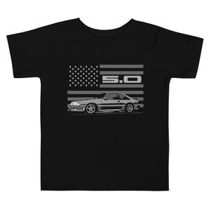 GT 5.0 Foxbody Toddler Mustang Tee, American Icon Ford Mustang Car Kids T-Shirt, Vintage Muscle Car Toddler Clothing