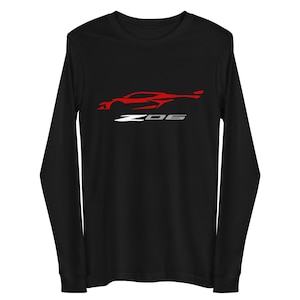 2023 Corvette Z06 C8 Torch Red Vette Silhouette Custom  Long Sleeve Tee
