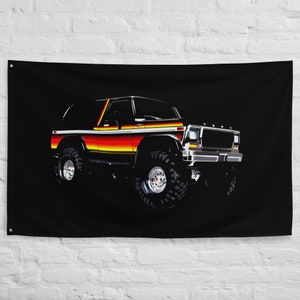 Retro 1979 Bronco Sunset Garage Office Man Cave Banner Flag 34.5&quot; x 56&quot;  - Gift