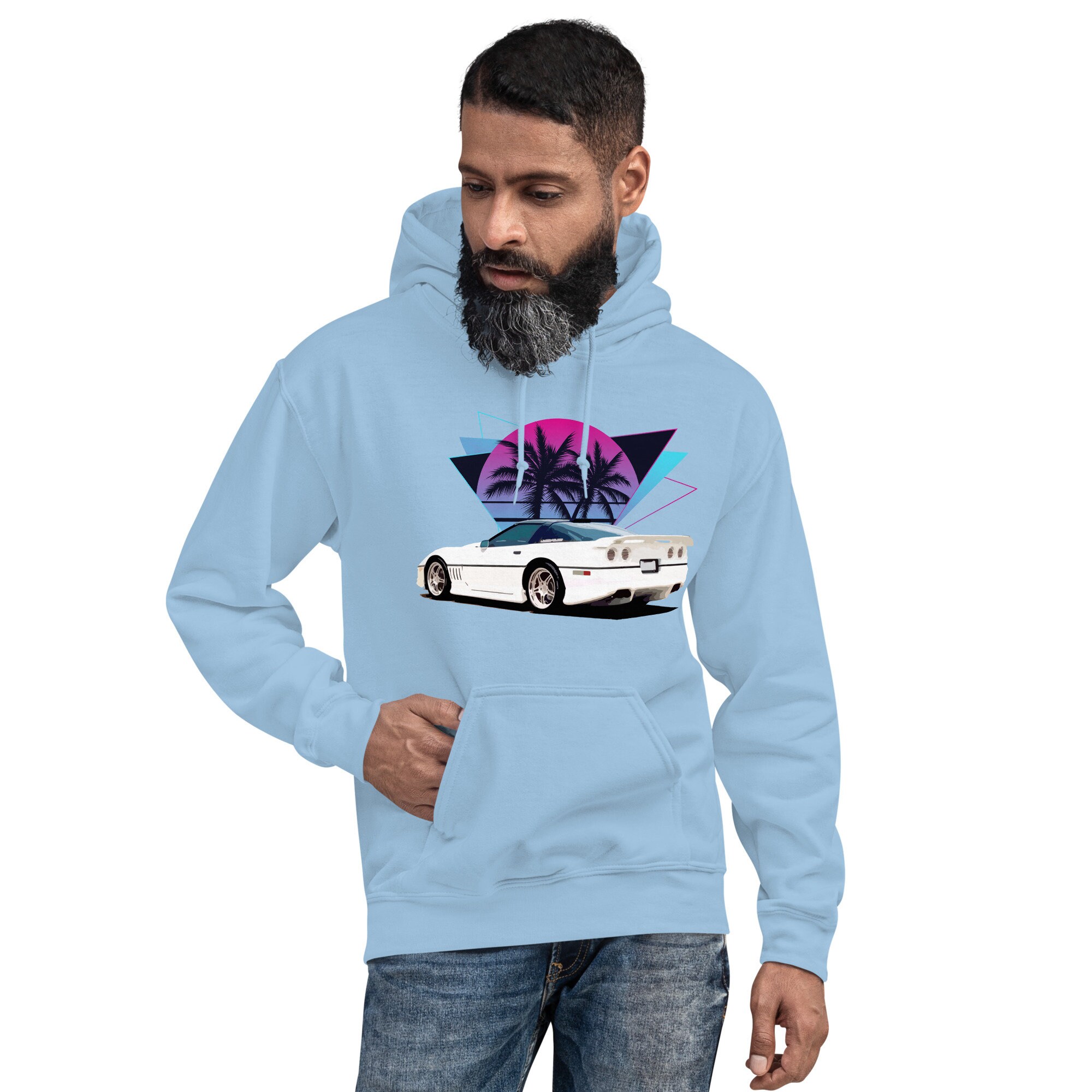 White Corvette C4 80s 90s Vaporwave Hoodie - Etsy