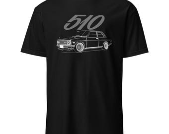 1971 Datsun 510 Collector Car JDM Custom Line Art Short-Sleeve  T-Shirt