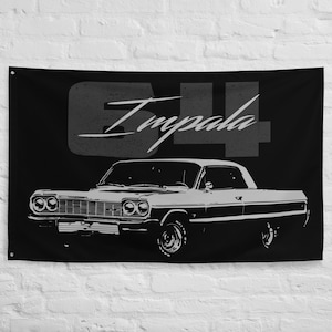 1964 Chevy Impala American Classic Car Custom Garage Office Man Cave Banner Flag 34.5&quot; x 56&quot;  - Gift