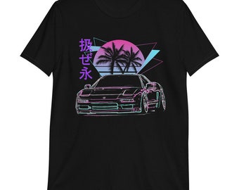 Vaporwave JDM NSX Drift Tuner Miami Nights and Palm Trees Short-Sleeve T-Shirt