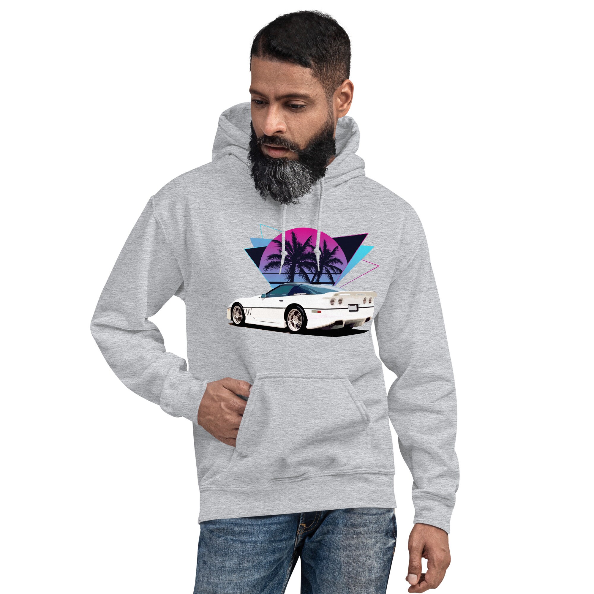 White Corvette C4 80s 90s Vaporwave Hoodie - Etsy