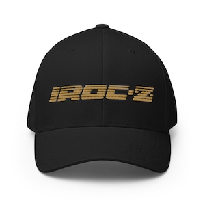 Camaro IROC-Z Hat Gold Logo Structured Twill Cap Flexfit , Athletic Baseball Cap, Adjustable Stretch Band, Car Enthusiast Gift