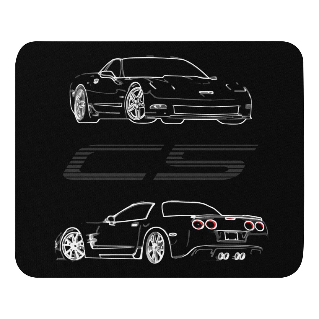 JG Infinite Sports Car 'Vette C5 Custom Outline Art Hoodie - Unisex, Black, Automotive Enthusiast Gift