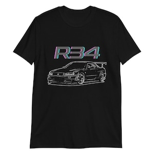 R34 GTR GT-R Skyline JDM Custom Line Art Short-Sleeve  T-Shirt