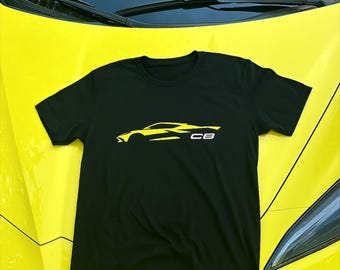 Corvette C8 T-Shirt: Accelerate Yellow Silhouette Vette Tee