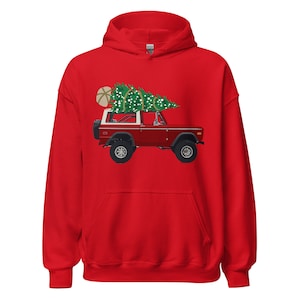 Vintage Ford Bronco Christmas Tree Holiday  Hoodie
