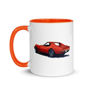 1968 Bronze Orange Corvette C3 American Classic Car Gift for Vette Owner Mug with Color Inside