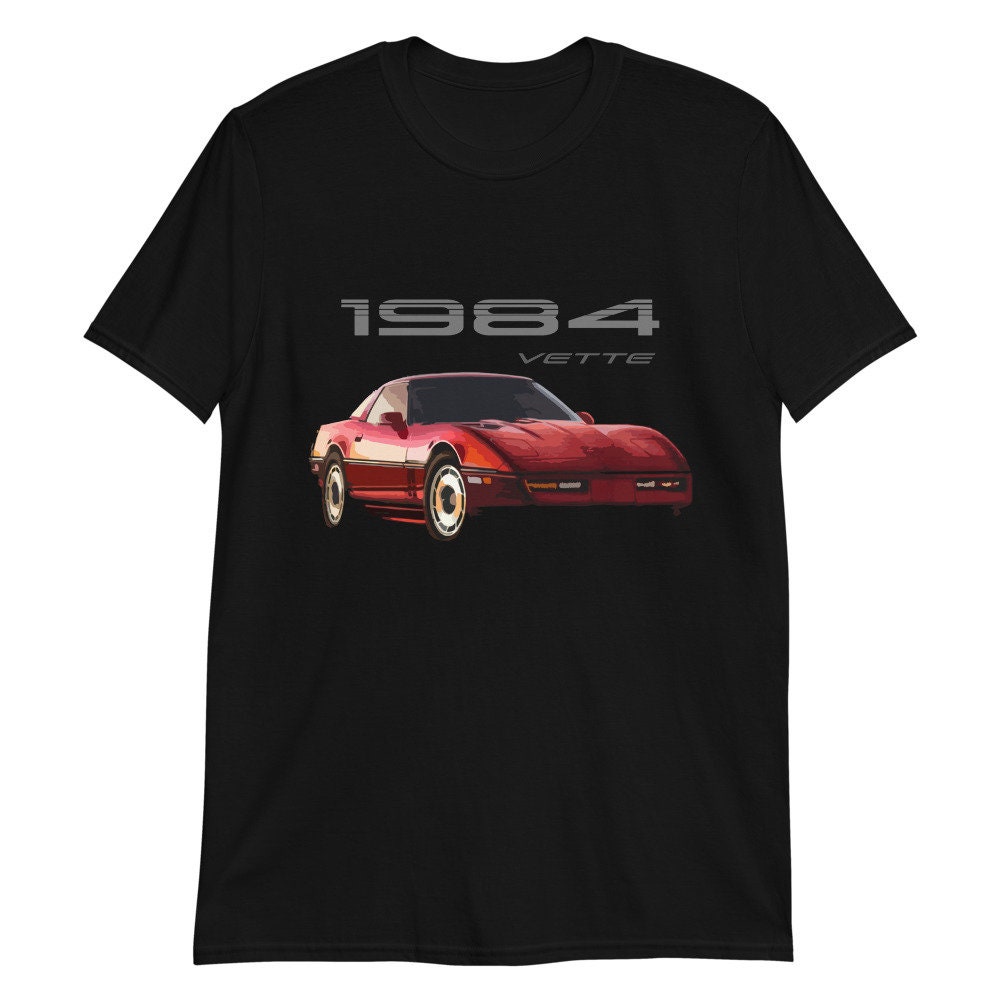JG Infinite Retro Black C4 Corvette Front View Graphic T-Shirt - Unisex Classic Muscle Car Tee