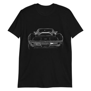 Chevy Corvette C3 Line Art Muscle Car Owner Gift Short-Sleeve  T-Shirt