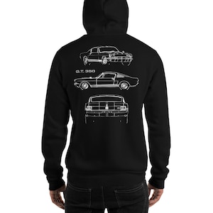 1965 Mustang Shelby GT350 Collector Car Gift Sketch Art  Hoodie