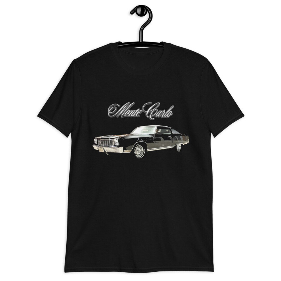 Retro Chevy Monte Carlo SS Classic Car T-Shirt - Unisex Black Short Sleeve Tee For Car Enthusiasts - View #3