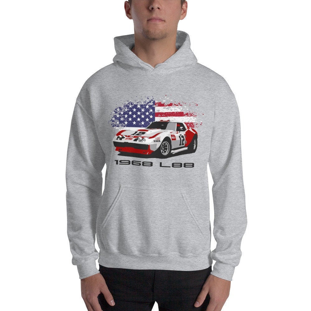 1968 Chevy Corvette L88 Owens Corning #12 Race Car T-Shirt - Unisex Sport Grey Tee - View #13