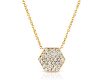 Delphine - custom handmade 14-karat gold hexagon necklace with diamonds