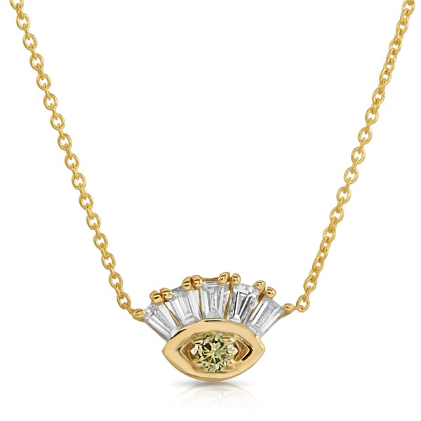 Tempeste - custom handmade 14-karat gold eye necklace with diamonds