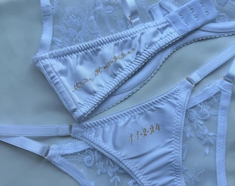 personalized embroidery, wedding lingerie, honeymoon lingerie, bridal lingerie set,  gift for bride, Personalized Bride "MRS" lingerie