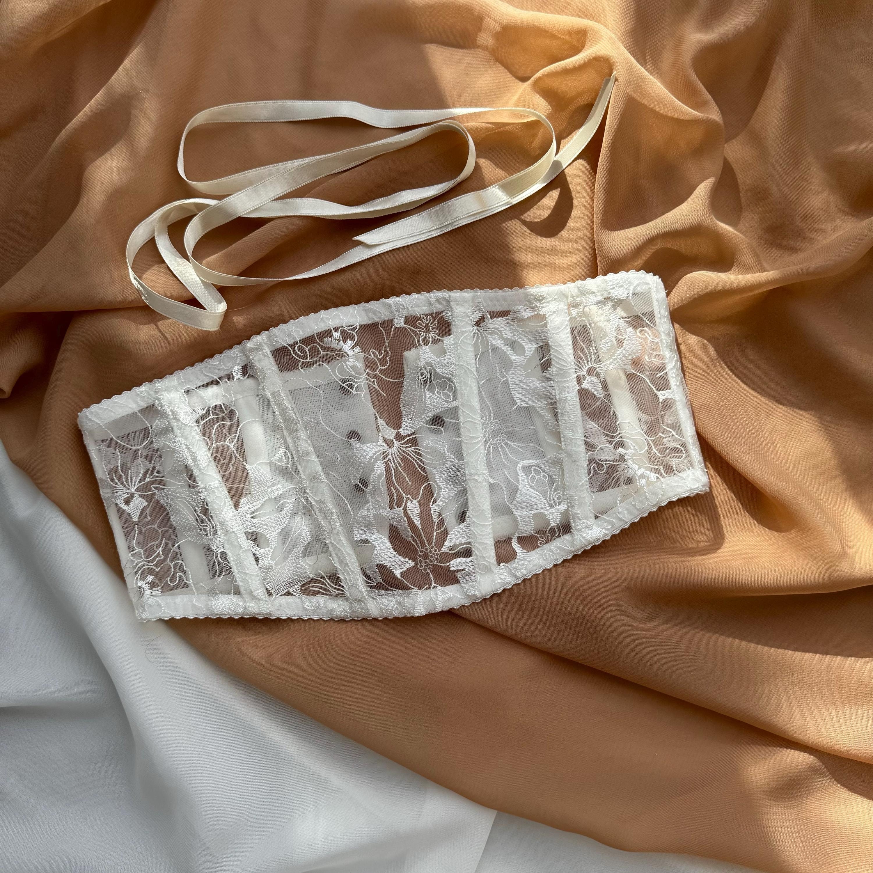 white lace up corset belt