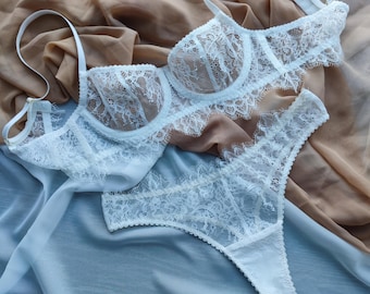 lingerie voor de bruid, trouwlingerieset, witte lingerieset, trouwlingerieset, bruidsondergoed, huwelijksreislingerie